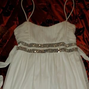 ~Very cute white sheer with Silver SequiN Dress~